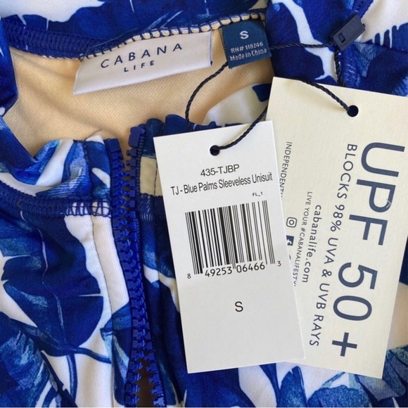 Cabana Life Blue Palms Sleeveless Figure Slimming Unisuit BlueWhite Sz Small NWT - Picture 5 of 11